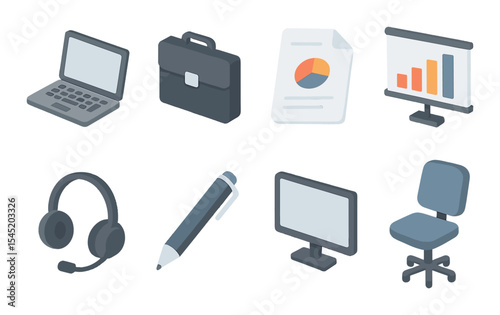 Office tools icons set – 3d, simple work essentials for productivity and efficiency