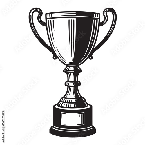 Elegant trophy illustration with a vintage art silhouette suitable for achievements awards and recognition.