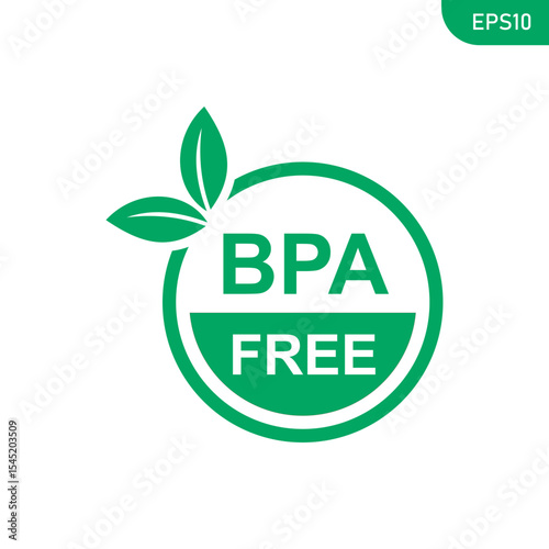 Bpa free badge, logo, icon. Flat vector illustration on white background. BPA bisphenol A and phthalates free flat badge vector icon for non toxic plastic