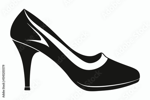 Chic Silhouette Elegant Black High Heel Shoe Fashion Icon in Minimalist Style