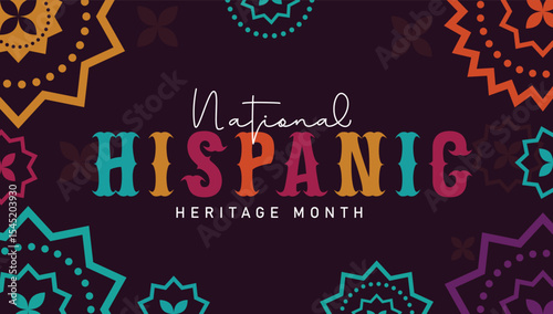 Hispanic heritage month Greeting with national Hispanic heritage month text, Vector web banner, poster, card