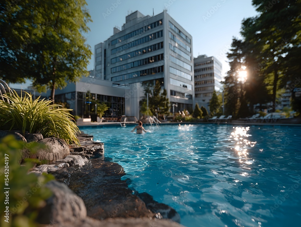 Fototapeta premium City pool summer swim, relaxing background