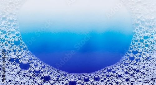 Abstract blue and white soap bubbles background texture