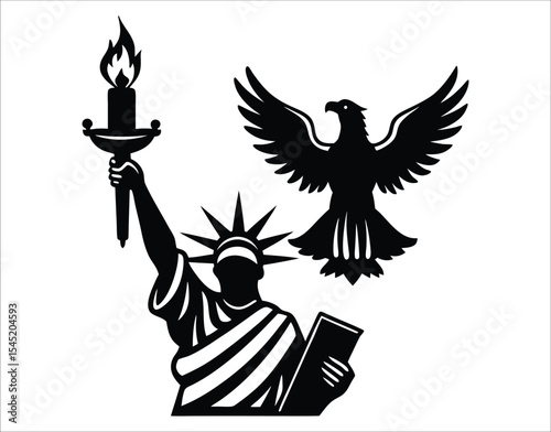 Liberty Statue Silhouette Isolated