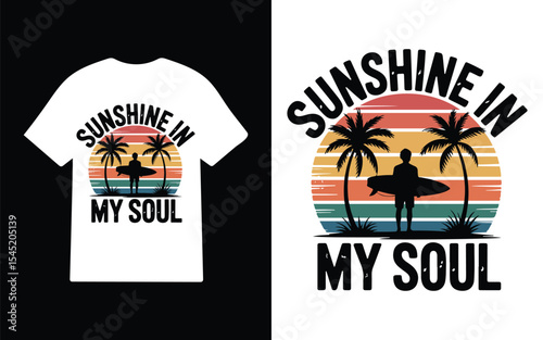 Summer Beach Sunset Surf T Shirt Design