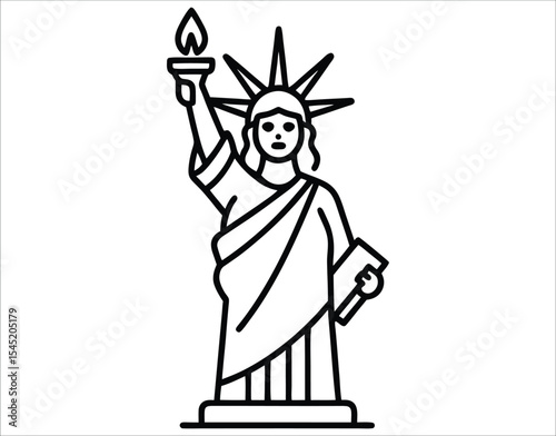 Simple Line Icon of Liberty Statue