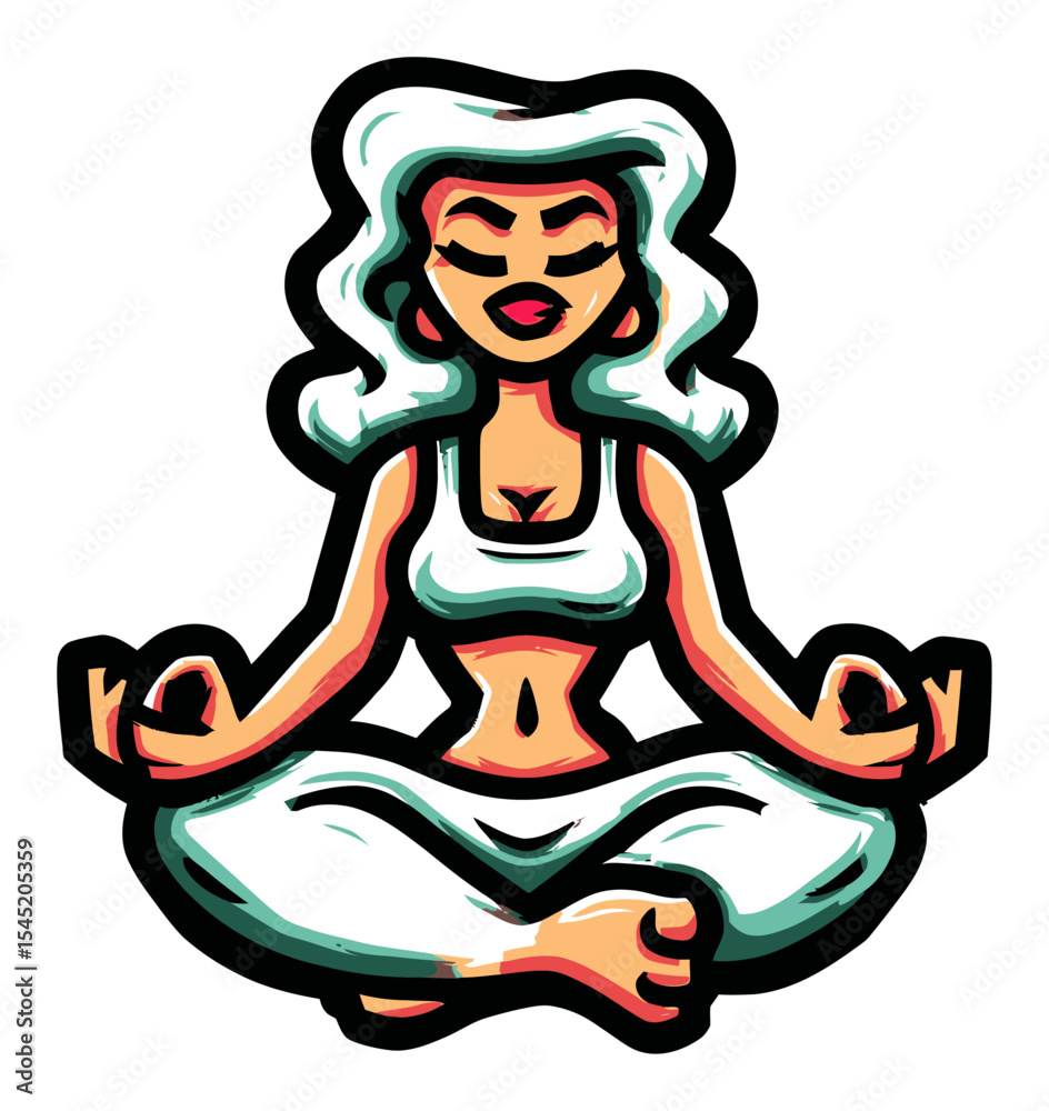 Fototapeta premium Stylish Vector Art of a Woman Meditating in a Relaxed Pose