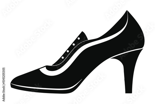 Elegant Black High Heel Shoe Silhouette Fashionable Design Icon Style Graphic