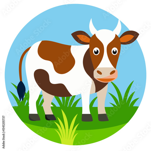 cow eating grass icon