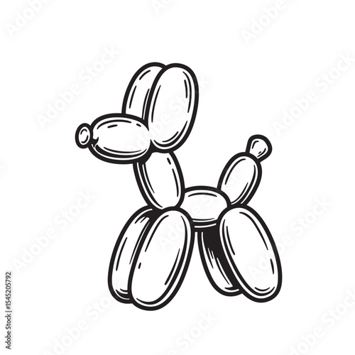 Vector illustration of a playful vintage art silhouette balloon dog for party decorations and celebrations.