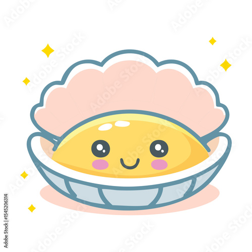 A cute pearl smiling in a shell, perfect for children