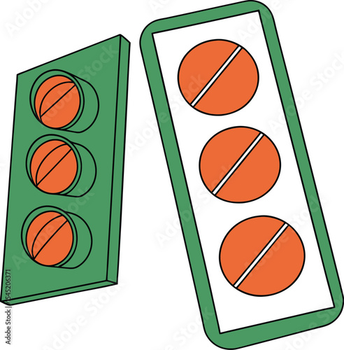Simple Traffic Light and Capsule Design Illustration with Green and Orange Colors