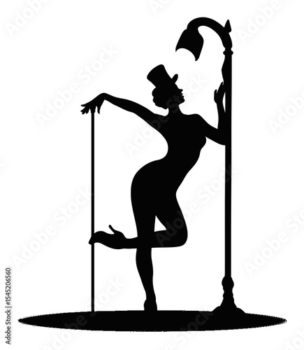 Elegant Silhouette of a Dancer Posing Gracefully by a Streetlight