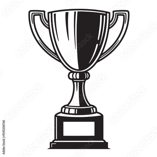 Vintage art silhouette of a trophy cup award symbol of achievement and championship victory
