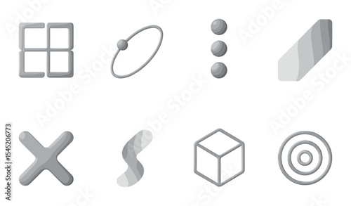 Minimal 3d icons set – simple, modern and elegant symbol designs for compositions