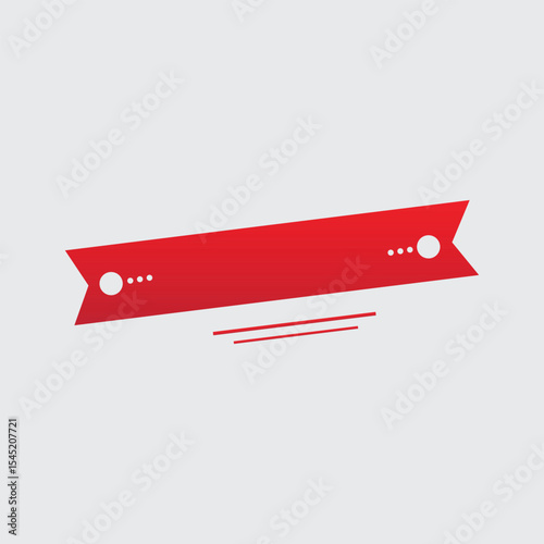 A bold red ribbon banner design featuring a slight angle and decorative dots, set against a neutral background. Ideal for announcements, sales, or promotions, adding a dynamic and eye-catching element