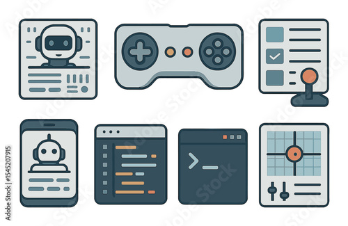 Ai dashboard icons set – isometric, tech and ux design elements