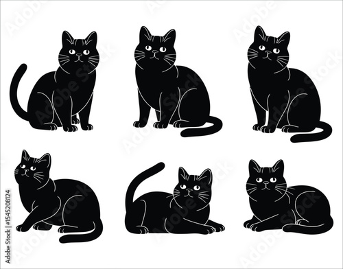 Chartreux Cat in Sitting Pose Silhouette