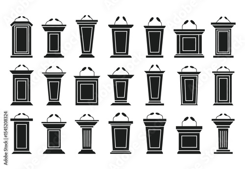 Collection of lectern and podium icons for presentations