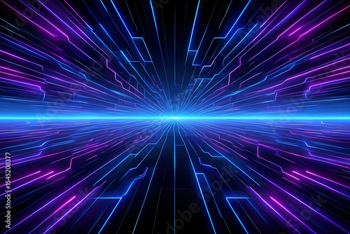 Futuristic Digital Circuit Wallpaper with Neon Glow