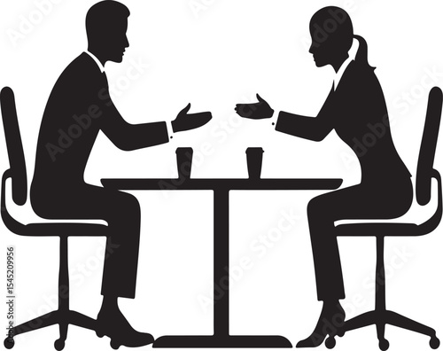 Consultation Vector – Professional Discussion Silhouette Graphic