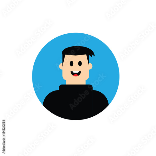 man icon on blue flat design character suitable to your business, template, avatar, symbol, boys design, man, and more