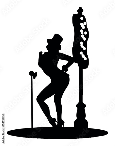 Elegant Silhouette of a Dancer Posing Dramatically Against a Classic Backdrop
