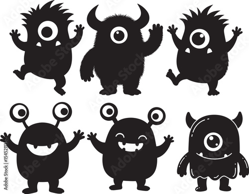 Cute little monster with big eyes vector illustration