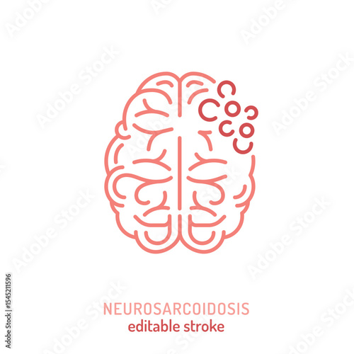Neurosarcoidosis icon. Editable vector illustration of brain inflammation with granulomas.