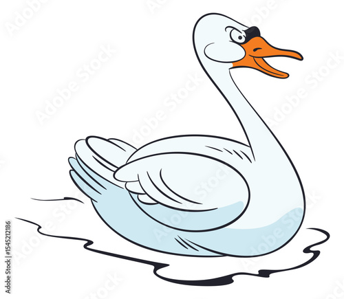 Swan swimming on water.