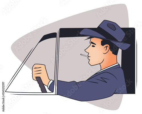 Man driving car. Funny people.