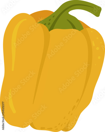 Bell pepper with green stem. Fresh vegetable, healthy food designs, cooking ingredients, vegetarian meals.