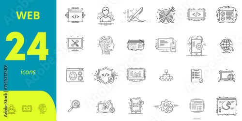 Web icons collection in minimalist style for digital design  