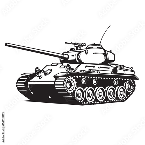Vintage armored tank silhouette illustration for military and historical design projects