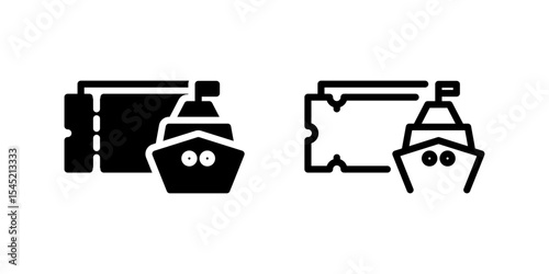 Detailed cruise ship ticket icon representing travel, holidays, and luxury vacations. Great for tourism, leisure, and booking designs.