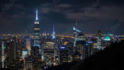 Wallpaper Mural Nighttime Aerial View of the Illuminated New York City Skyline Torontodigital.ca
