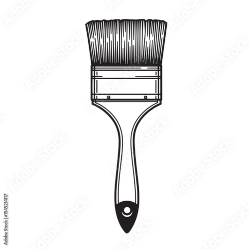 Vintage art silhouette of a paint brush isolated on white background perfect for design and decor projects.