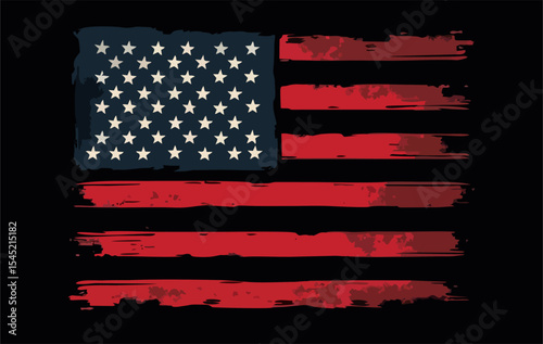Vector design with drawing
of torn national flag of usa is fluttering in wind. 
Fashion t-shirt print. American pattern 
of stars and stripes for textiles, fabric, clothing.