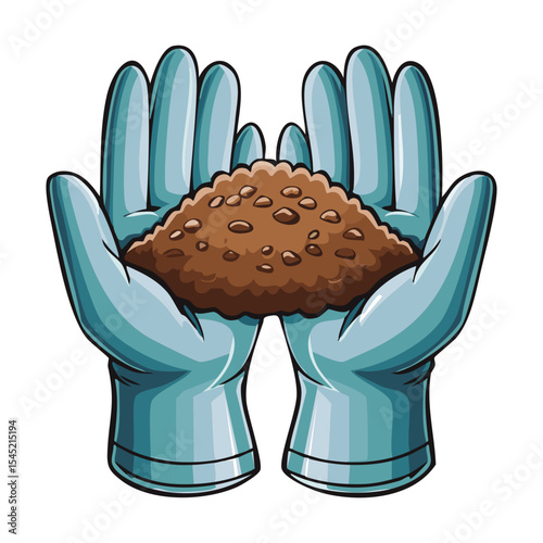 Gloves Holding Dark Soil for Planting