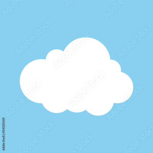 Silhouette of a flat cloud on a blue background. Design elements for weather forecasting, web interface, or cloud applications for data storage. Vector EPS 10.