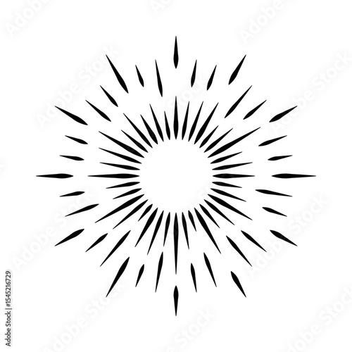 The sun, the sun's rays in vintage style on a white background. Solar bursts, elements of a shining star. Vintage label, badge, fireworks or logo. Vector Eps 10.