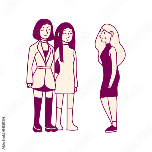 vector image illustration of character meeting friends