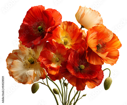 Vibrant red poppy flowers with natural elegance