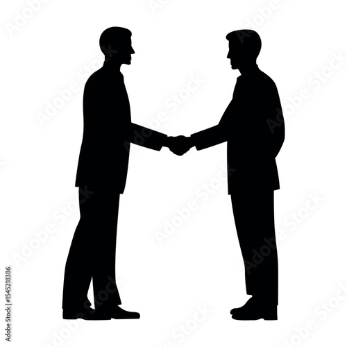 Two businessmen shaking hands silhouette vector
