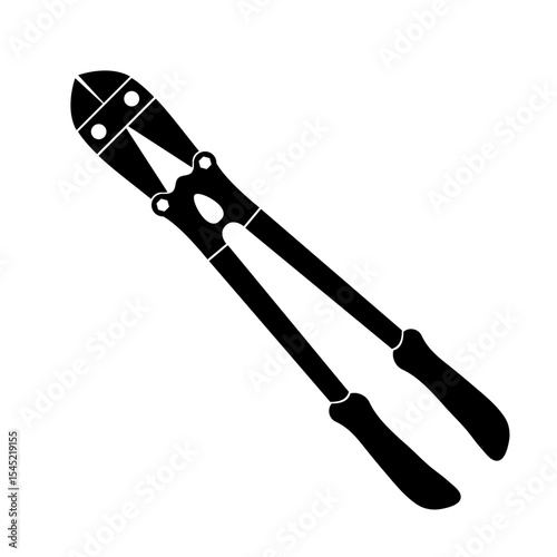 Silhouette of Bolt Cutters Tool Vector Illustration. Vector illustration of a silhouette of bolt cutters with long handles and a scissor like cutting head.