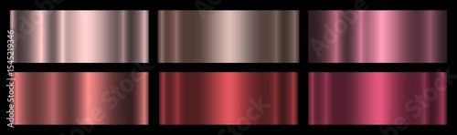 A set of red and terracotta gradients on a black background. Metallic gradient effects for text and infographic design. Vector illustration.