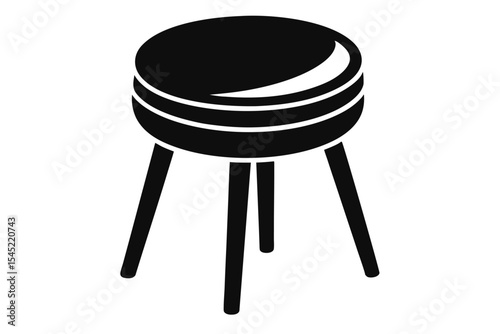 three legged stool silhouette line art vector illustration