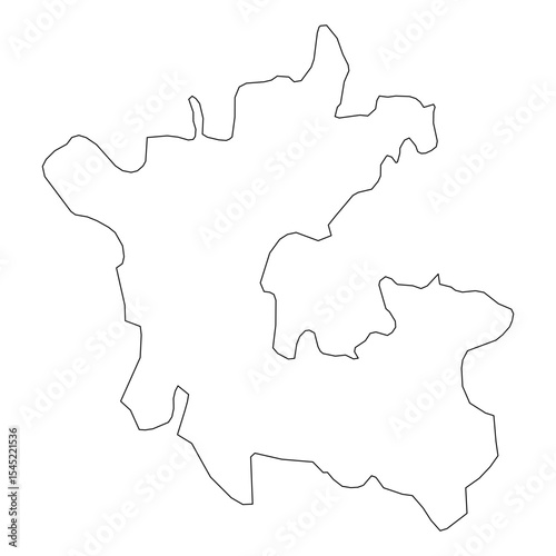 Dadra and Nagar Haveli district map of the Indian UT. Black and white vector line art outline. SVG, EPS, PDF for graphic design, geography lessons, cartography, and web use