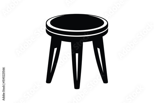 three legged stool silhouette line art vector illustration