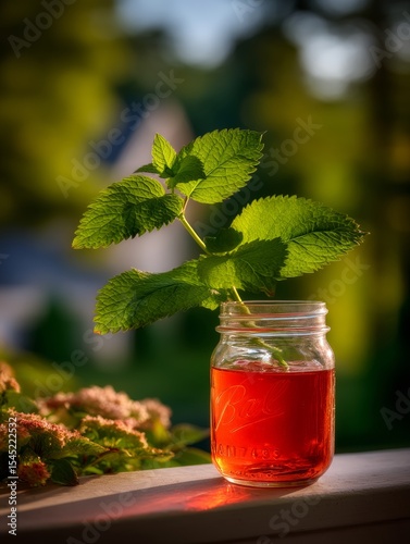 Refreshing Mint Infusion: Summer Drink in Jar with Fresh Mint Leaves